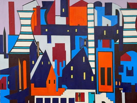 Abstract of Industrial City in Vibrant Colors- Original