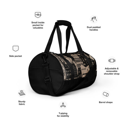 City in Black and White-  All-over print gym bag