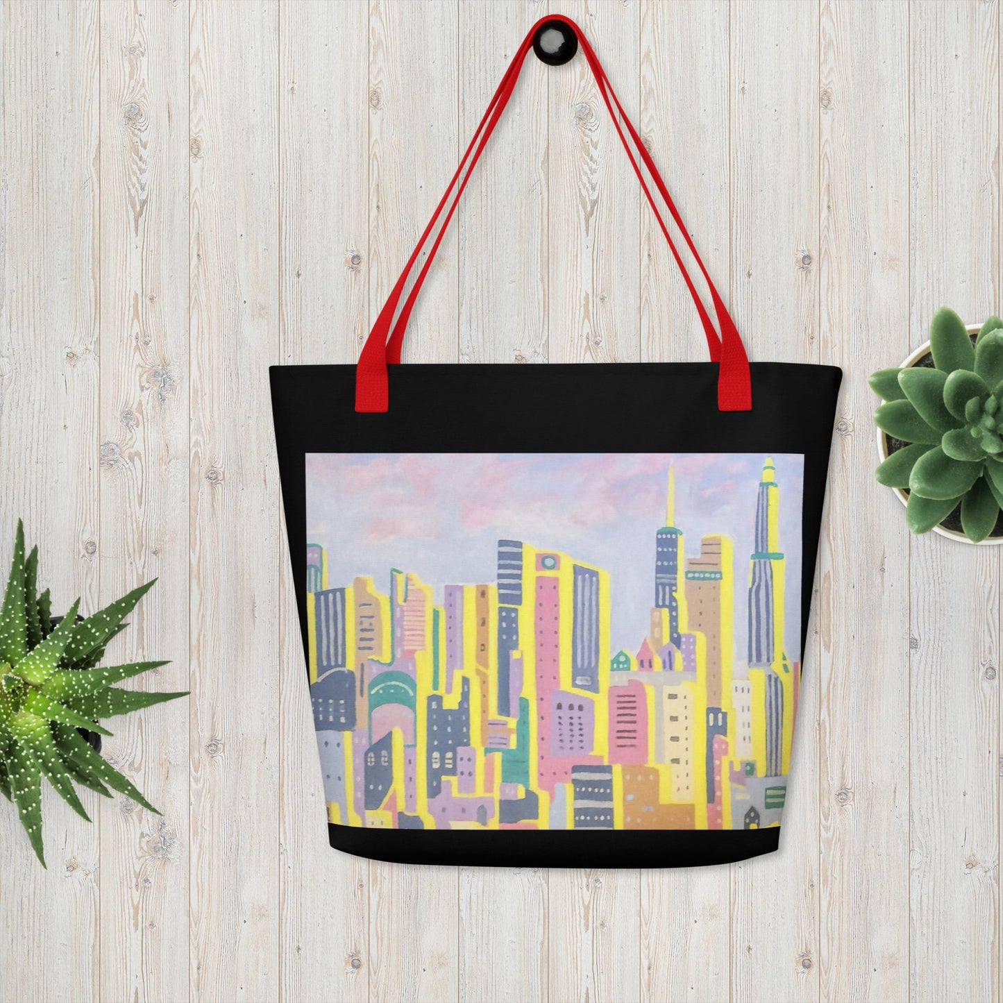 Pastel New York-  All-Over Print Large Tote Bag