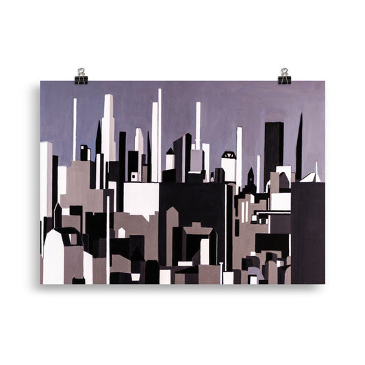 City View in Black, White and Gray- Poster