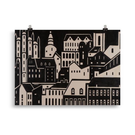 City in Black and Beige- Poster