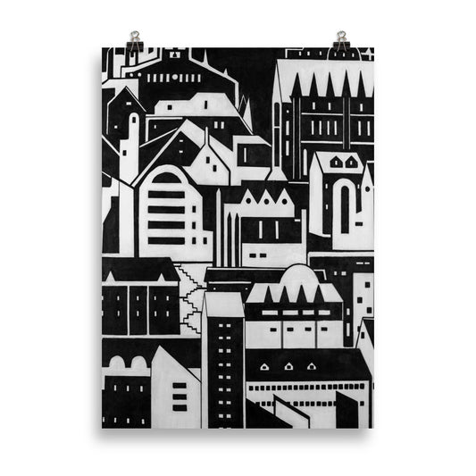 City in White and Black- Poster