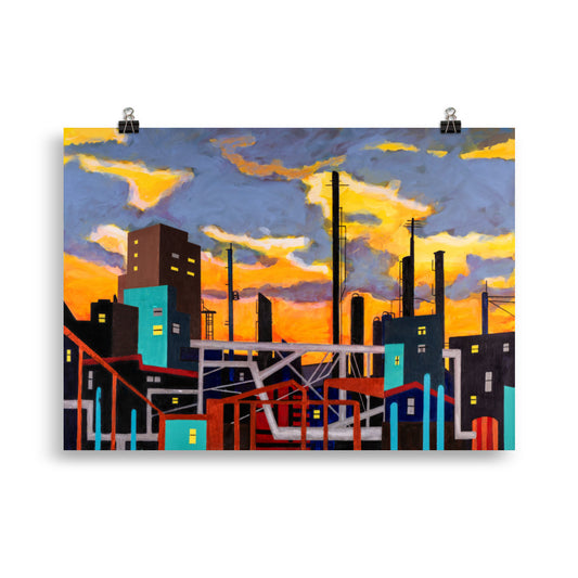 Industrial City with Wild Sky- Poster