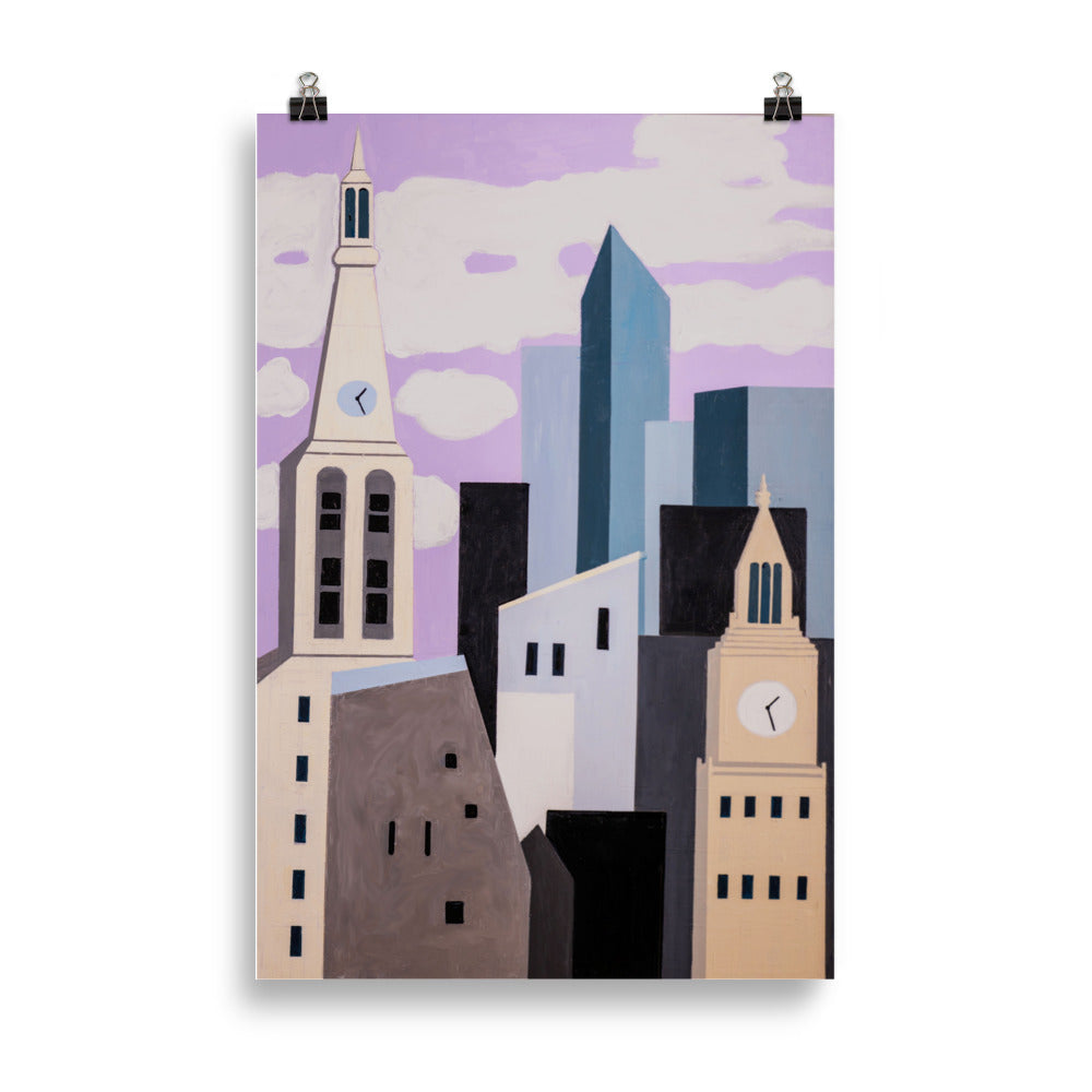 New York Midtown with Clock Towers- Poster