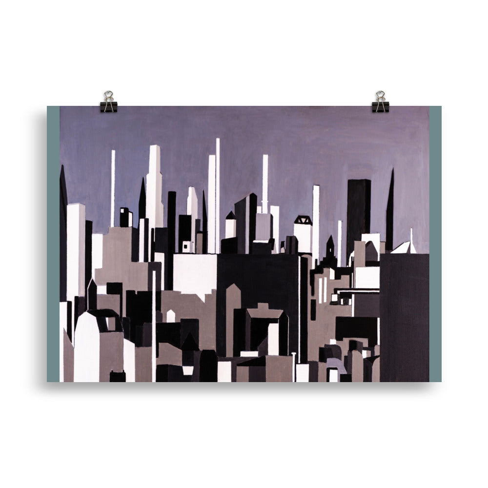 City View in Black, White and Gray- Poster