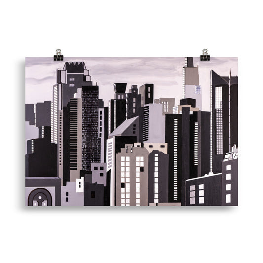 View of East River New York in Black and White-  Poster