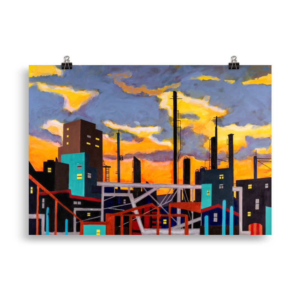 Industrial City with Wild Sky- Poster