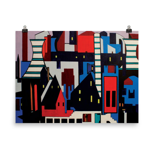 Abstract of Industrial City in Vibrant Colors- Poster