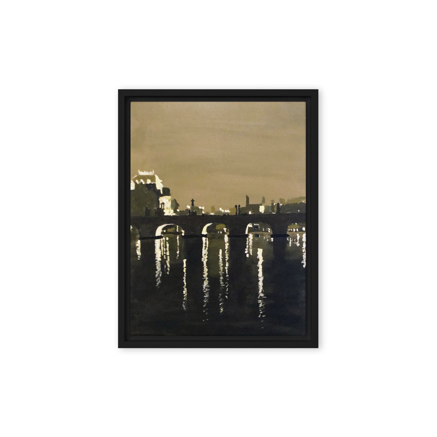 A View of the Charles Bridge in Prague- Framed canvas