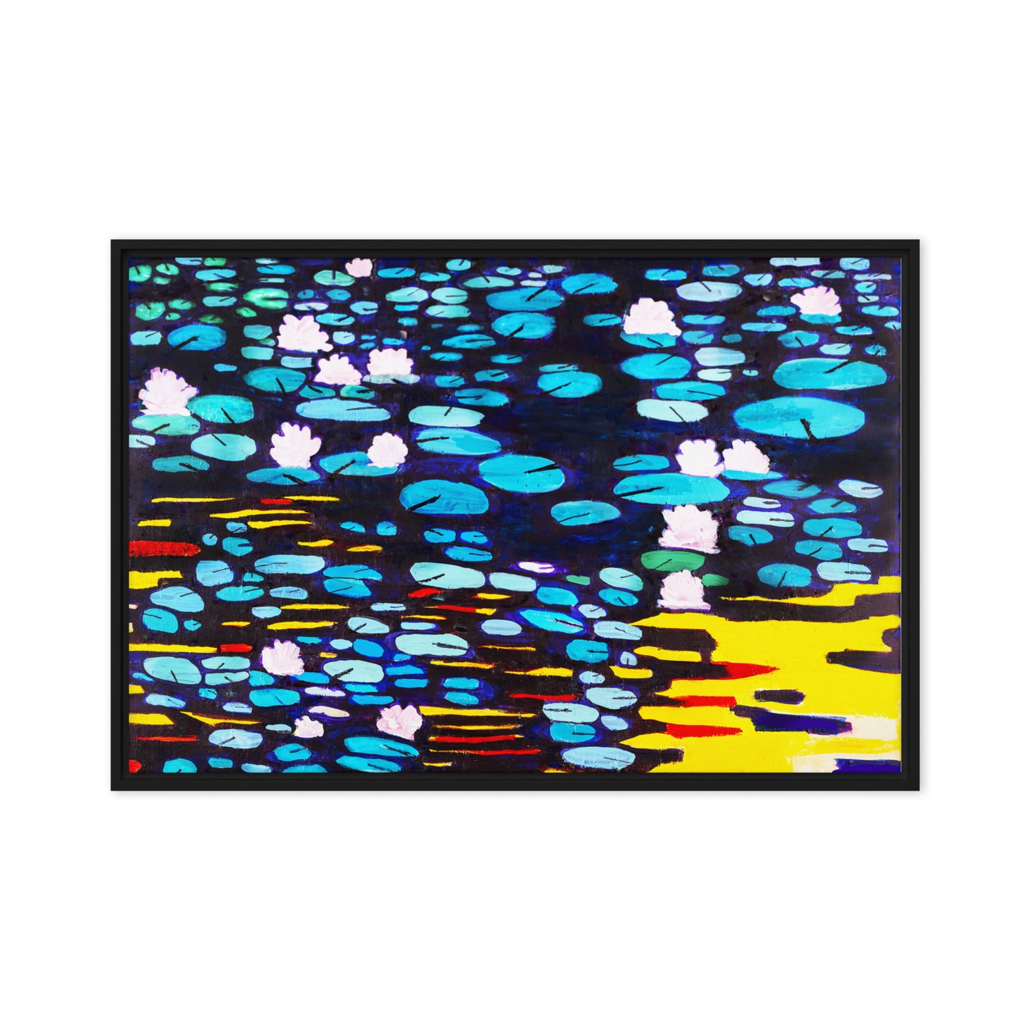 Waterlilies in Vibrant Color- Framed canvas