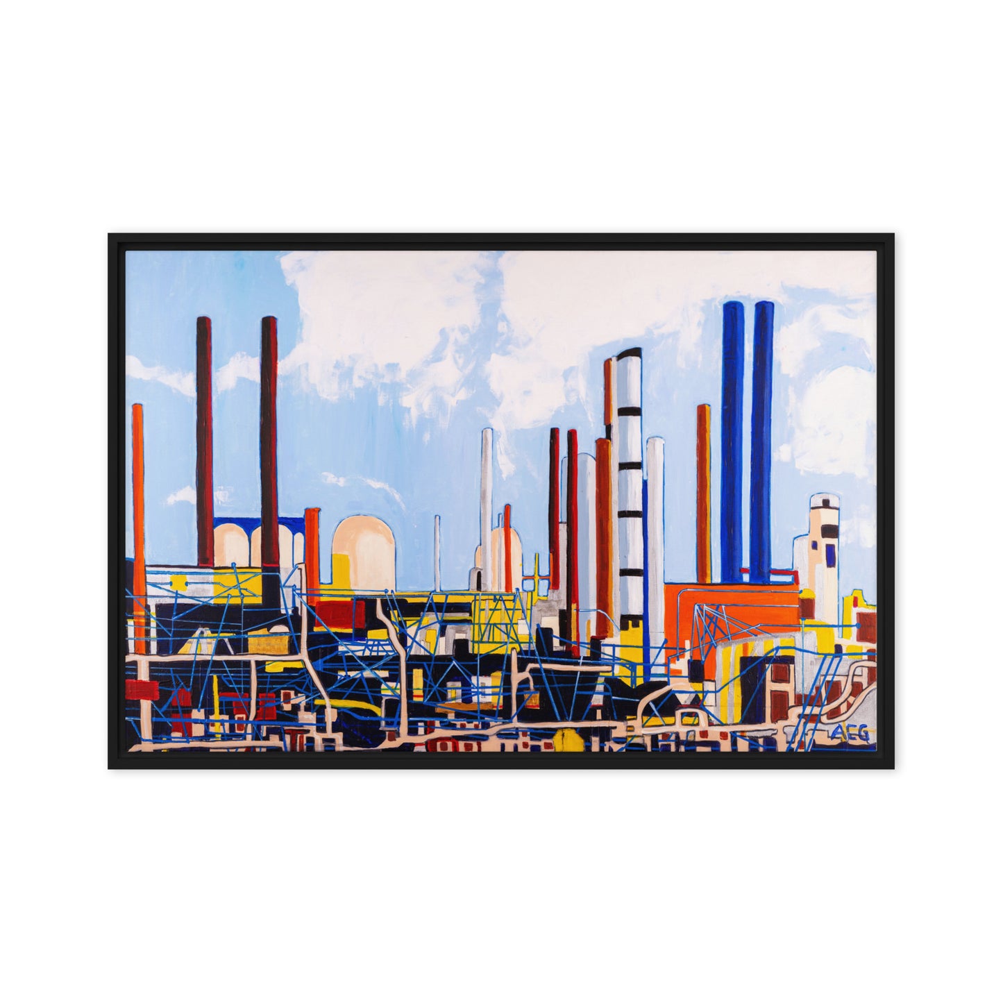 Refinery in Bright Daylight- Framed canvas