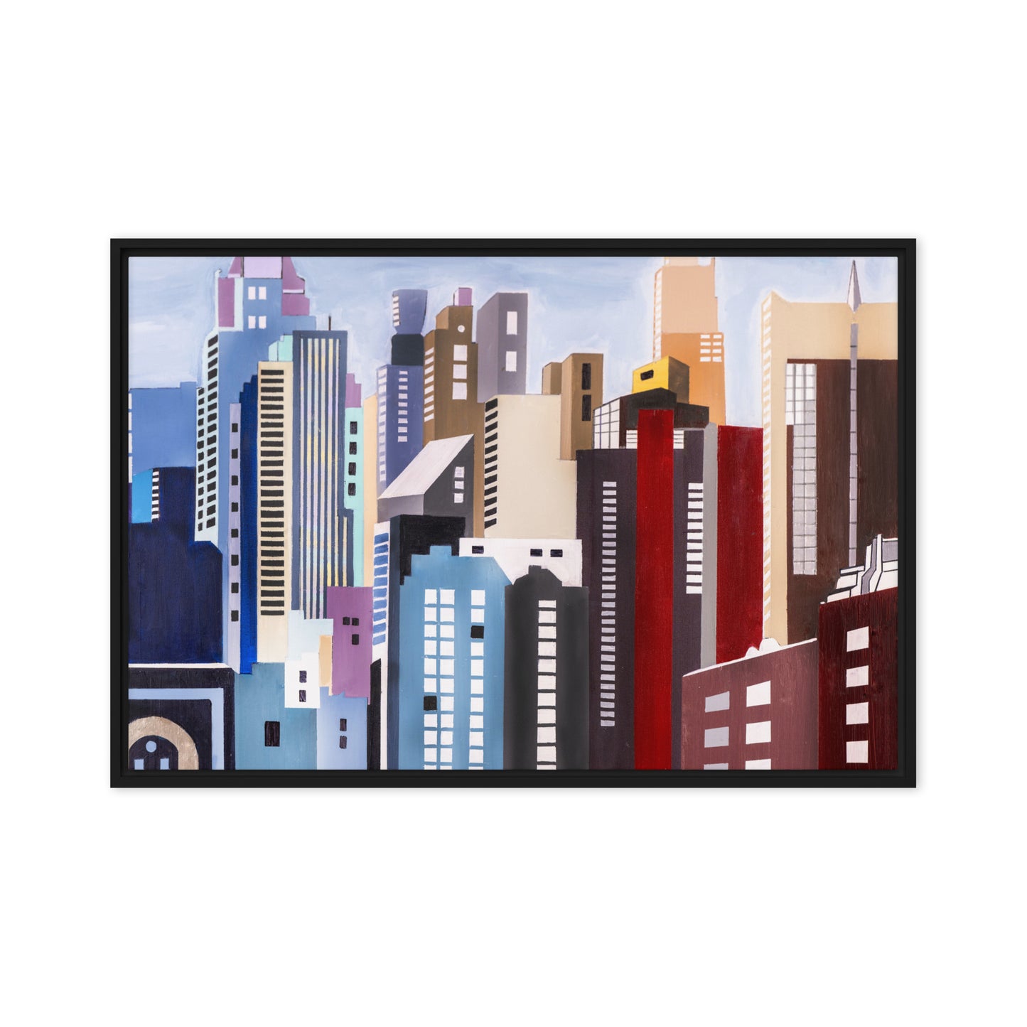 A View from the East River in New York-  Framed canvas