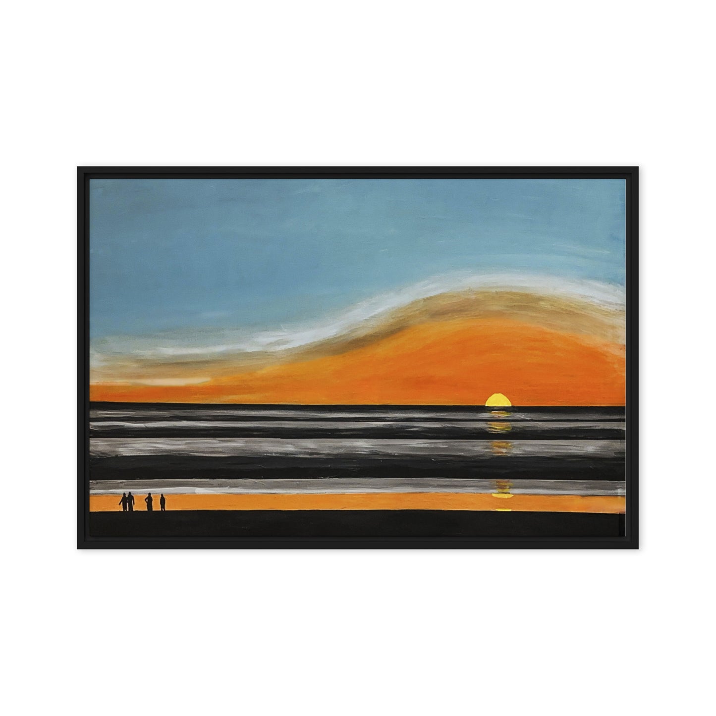 Costa Rican Sunset Viewed from the Beach= Framed canvas