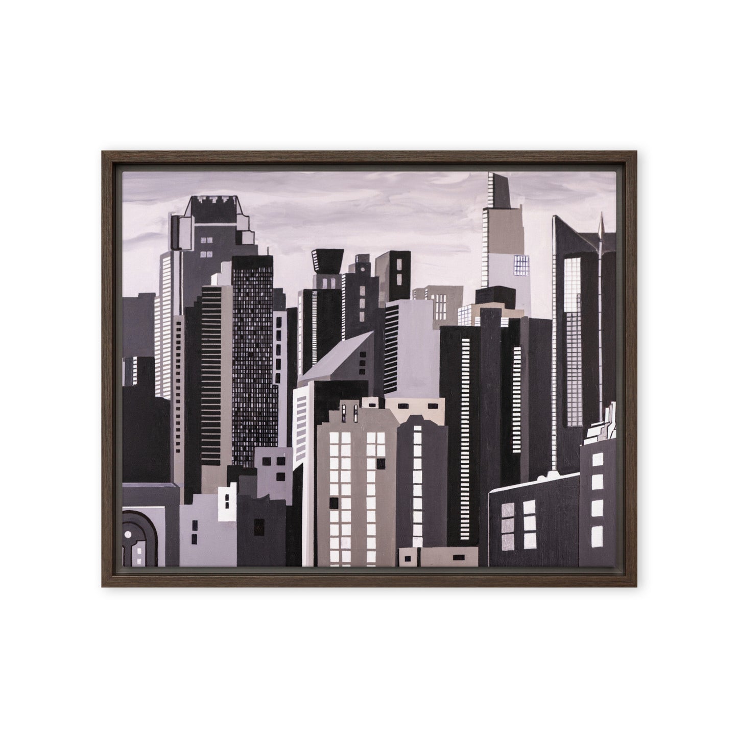 View from East River New York in Black and White-  Framed canvas