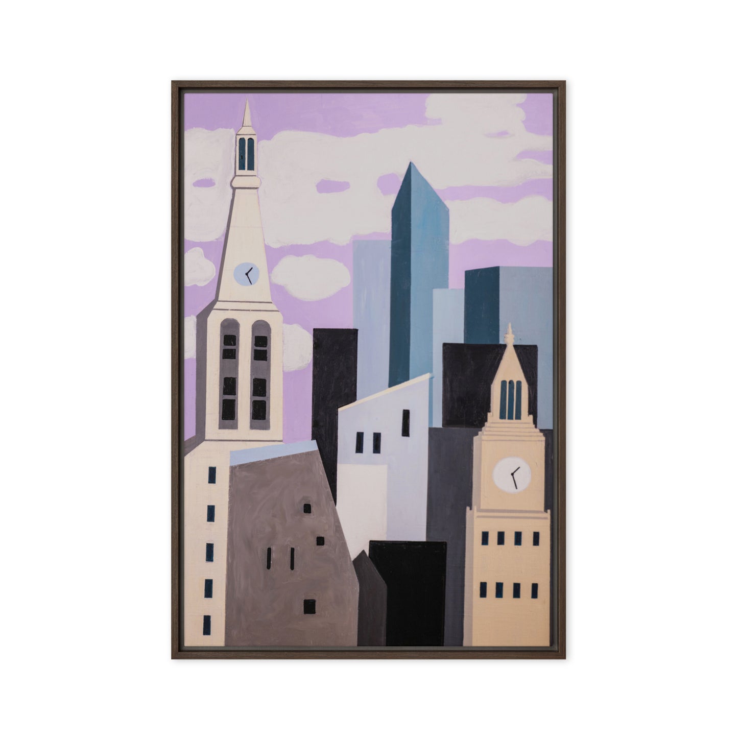 New York Midtown with Clocktowers- Framed canvas