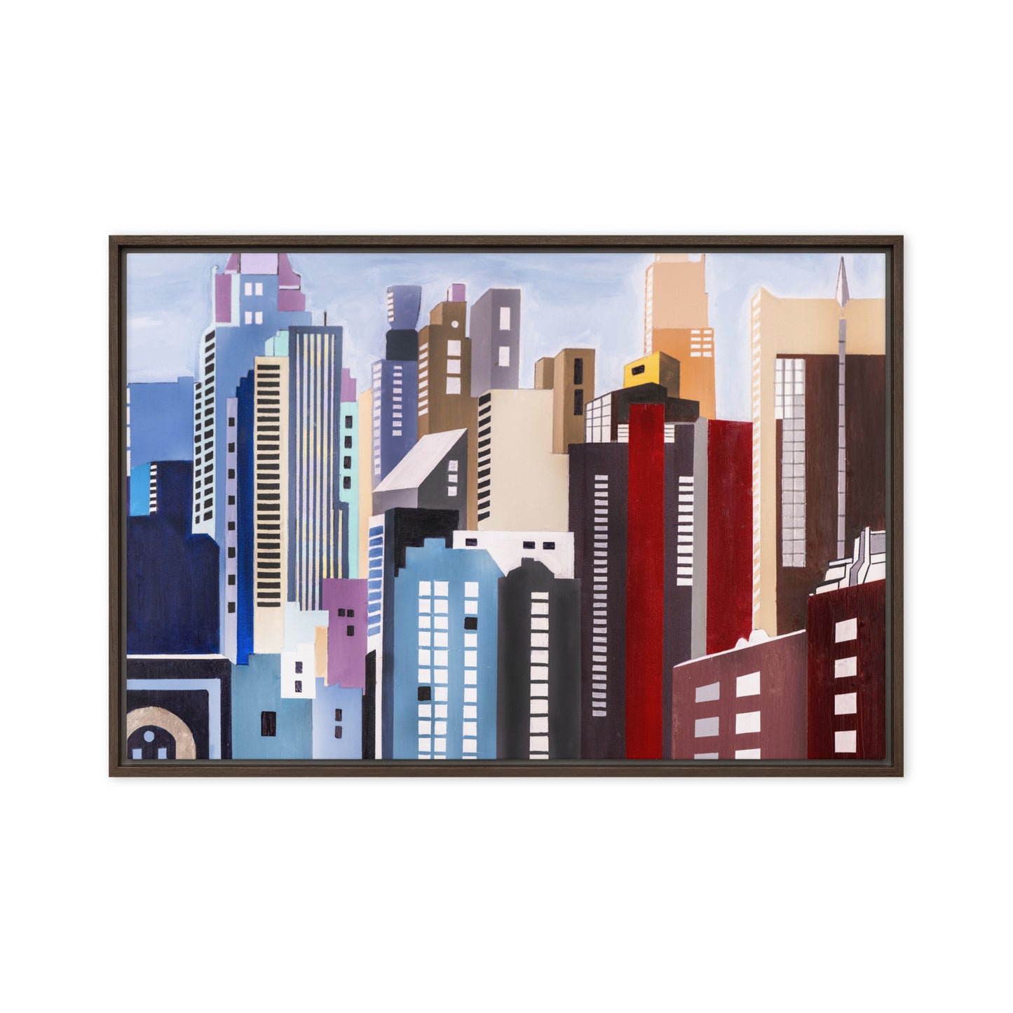 A View from the East River in New York-  Framed canvas