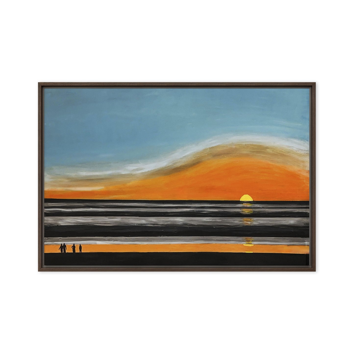Costa Rican Sunset Viewed from the Beach= Framed canvas