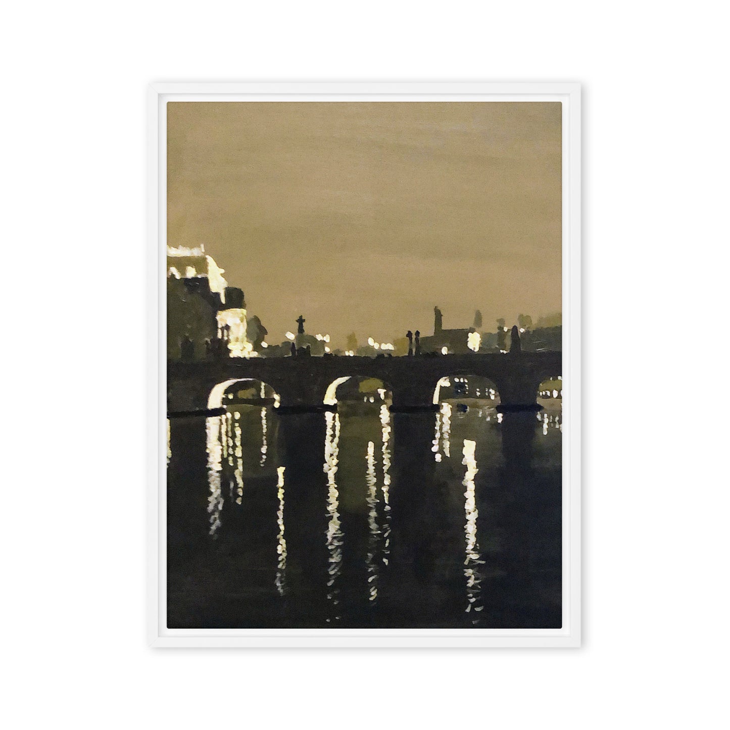A View of the Charles Bridge in Prague- Framed canvas