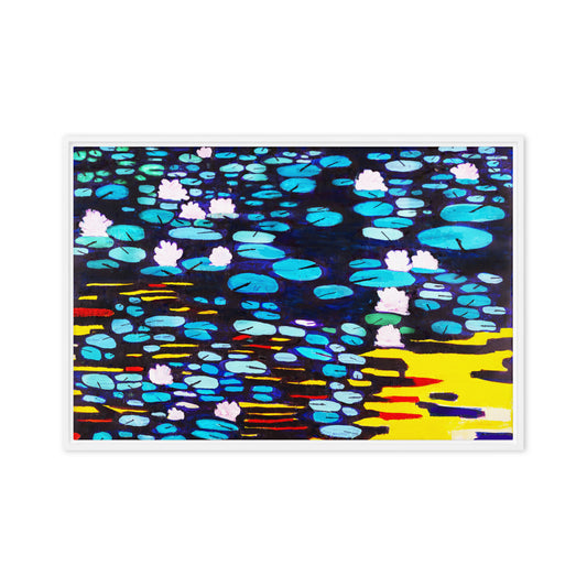 Waterlilies in Vibrant Color- Framed canvas