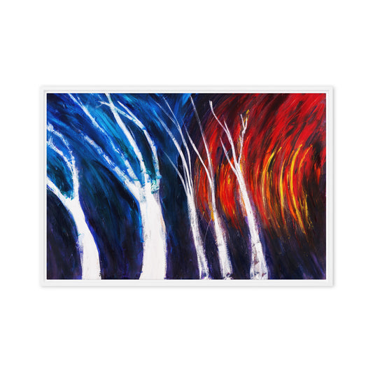 Sycamores and Fire- Framed canvas