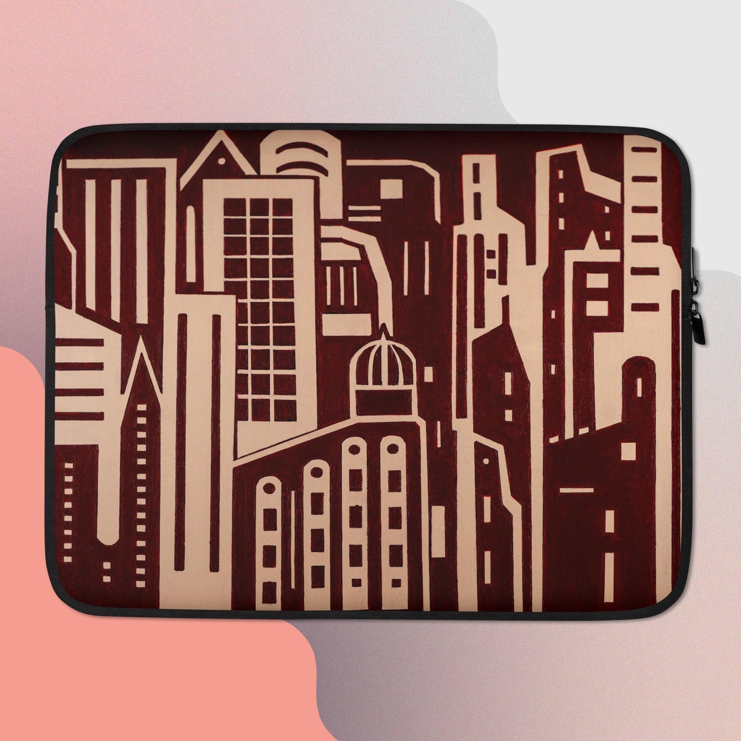 City in Red and Beige-  Laptop Sleeve