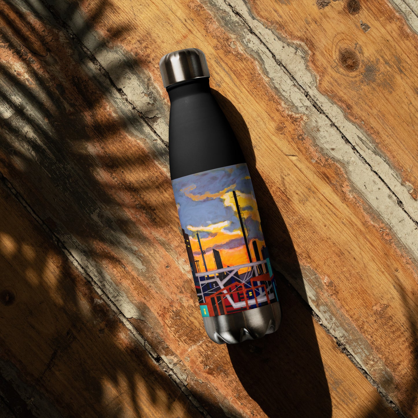 Industrial City with Wild Sky-  Stainless steel water bottle