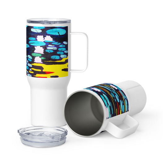 Waterlilies-  Travel mug with a handle