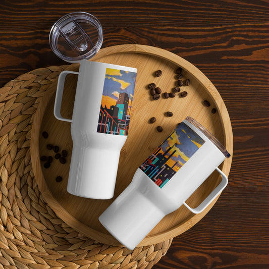 Industrial City-  Travel mug with a handle