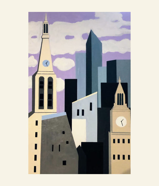 New York Midtown with Clock Towers- Original